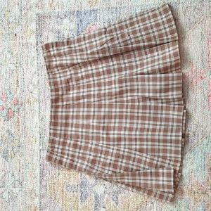H&M | Pleated Plaid Neutral Skirt, NWT